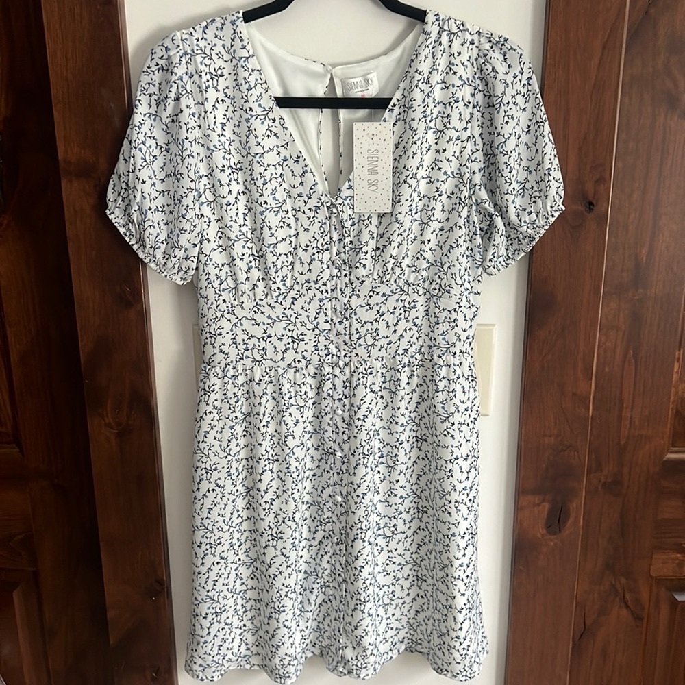 Sienna sky blue floral midi dress